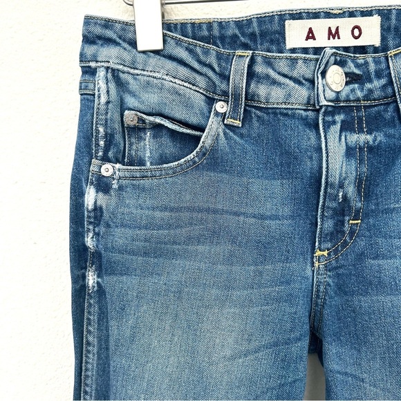 AMO Kate Straight Leg Jeans Denim Pants Mid Rise Girl Crush Wash Blue Size 27 - Picture 4 of 16